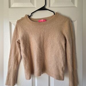 Lilly Pulitzer 100% Cashmere Sweater L Sand Neutral Brinkley Buttoned  $268